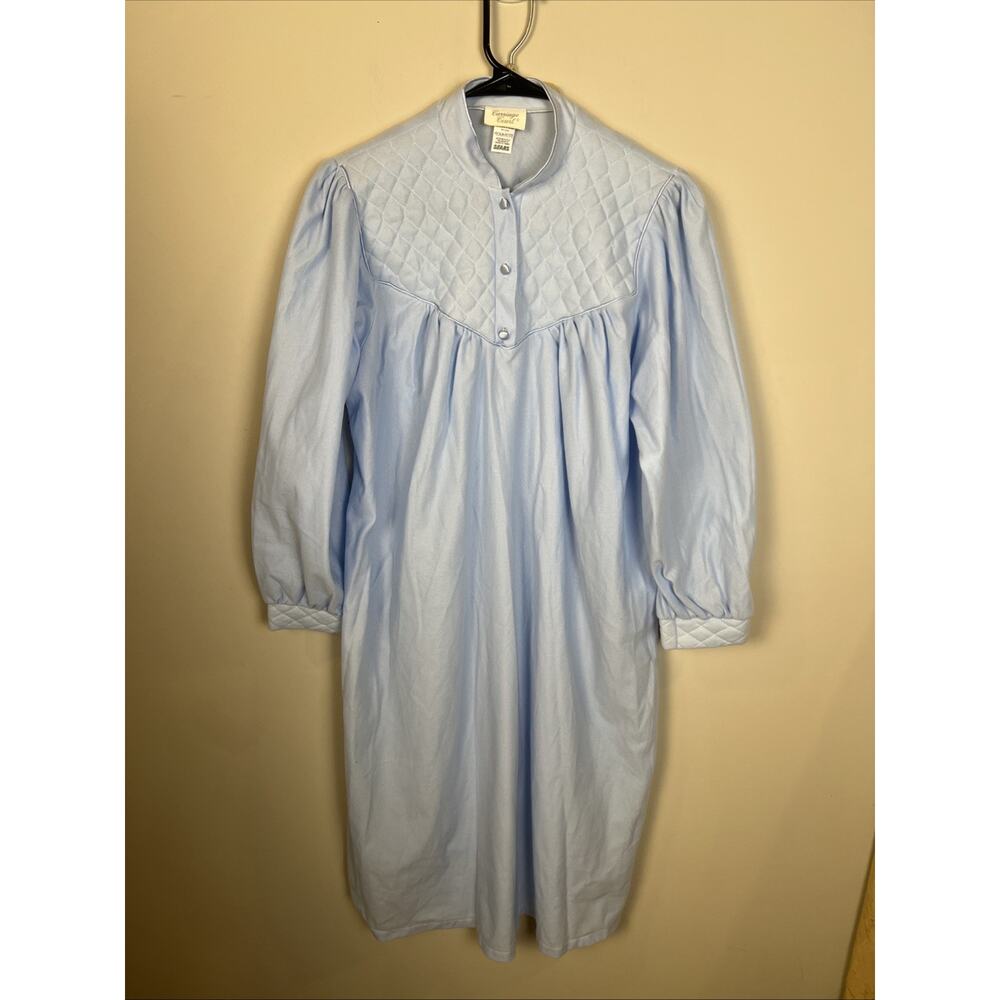 Carriage Court Sears Med. Petite Light Blue Nightgown Quilted Top/sleeve